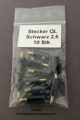 STSWQL 2,6 mm Querloch Stecker, Schwarz