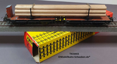 Trix Express 33443 H0 Langholz- / Drehschemelwagen m.Brh. und Holzladung, DB
