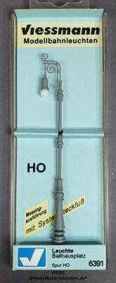 Viessmann 6391 H0 Leuchte, Ballhausplatz, einflammig, grau, OVP