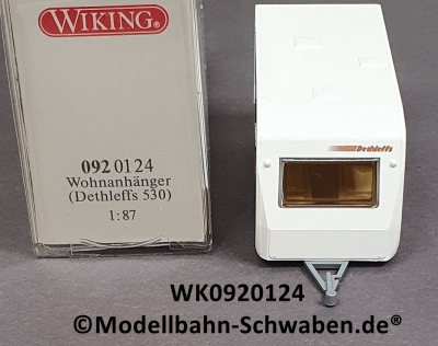 Wiking 0920124 H0, Wohnwagen Detleffs 530, weiss/braun OVP