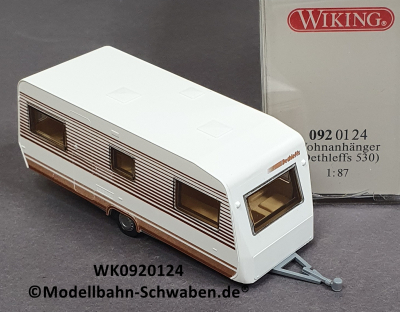 Wiking 0920124 H0, Wohnwagen Detleffs 530, weiss/braun OVP