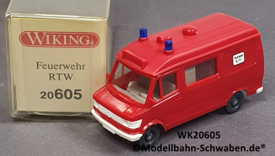 Wiking 20605 H0 MB 207D RTW, Feuerwehr, OVP