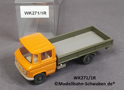 Wiking 271/1R, H0, MB L408 Pritschenwagen, orange/olivgrün,, EVP