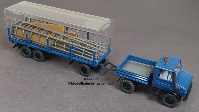 Wiking 27392 H0 MB Unimog U1700 m. Rungenanhänger u. Ladung