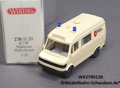 Wiking 2780120 H0 MB 207 D Krankentransport Wagen, Malteser, OVP