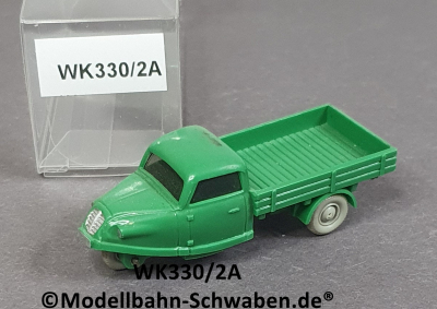 Wiking 330/2A, H0, Goli Dreirad, Lieferwagen, Pritsche, grün, EVP