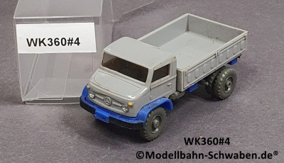 Wiking 360 H0, MB Unimog S geschlossen m. Zughaken, grau/blau, EVP