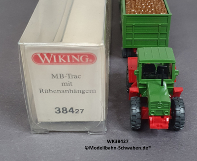 Wiking 38427 H0 MB Trac mit 2 Rübenanhängern