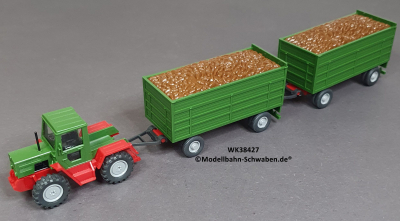 Wiking 38427 H0 MB Trac mit 2 Rübenanhängern