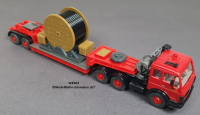Wiking 503 H0 MB Tieflader-Sattelzug bel. m. Kabeltrommel
