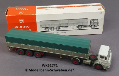 Wiking 517 H0, MB Langpritschen-Sattelzug, unbeschriftet, OVP
