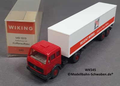 Wiking 545/1D H0, MB 1619 Koffer-Sattelzug, Regent, OVP