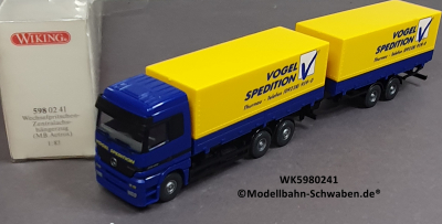 Wiking 5980241 H0, MB Actros Wechselpritschen Hängerzug, Vogel Spedition, OVP