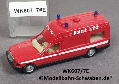 Wiking 607/7 H0 MB Binz 2001 KTW Krankentransportwagen, Feuerwehr, EVP