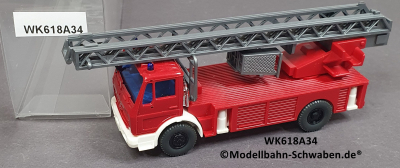Wiking 618A H0 MB 1619 Drehleiter DLK 23-12 mit Schlauchrolle, Feuerwehr, EVP