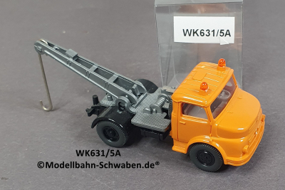 Wiking 631/5A, H0, MB L1413 Kurzhauber, Abschleppwagen, orange, EVP