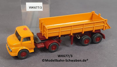 Wiking 677/3, H0, MB LS1413, Hinterkipper Sattelzug, orange, EVP