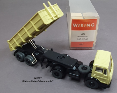 Wiking 677 H0, MB Hinterkipper Sattelzug, lindgrün, OVP