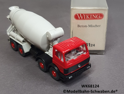 Wiking 68124 H0, MB Beton-Mischer, 4-achsig, rot/grau, OVP
