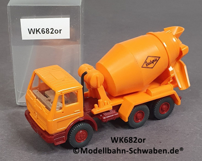 Wiking 682 H0, MB Beton-Mischer, 3-achsig, Readymix, orange, EVP