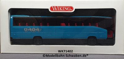 Wiking 71402 H0 Reisebus MB O 404 RHD türkis/schwarz, OVP