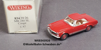 Wiking 8343926 H0, MB 280 SL, Coupe, rot, OVP