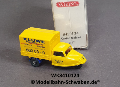 Wiking 8410124 H0, Goli Dreirad, Kluwe, gelb, OVP