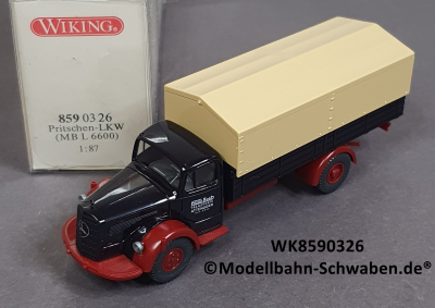 Wiking 8590326 H0, MB L6600 Pritschen LKW m. Plane, Kolb Transporte, OVP