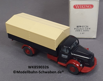 Wiking 8590326 H0, MB L6600 Pritschen LKW m. Plane, Kolb Transporte, OVP