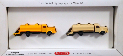 Wiking H0 649 Sonderset Sprengwagen mit Walze 1961, OVP