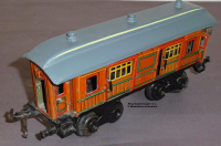 Bing Spur 0, Blech Gepäckwagen, braun, Schlusslicht, Lüp 220