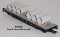 Bramos 218873 H0 Flachwagen beladen mit Betonrohren, OVP