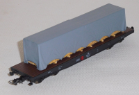 Bramos 3531 H0 Flachwagen SSms, beladen mit Schnittholz / Plane, DR, OVP