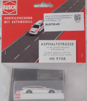 Busch 9708 H0 Asphaltstrasse 1m für gerade Strecke Selbstklebend mit Modellauto, OVP