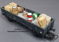Elektrotren 1001/9 Hochbordwagen grau mit Güterbeladung, R.N.