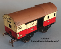 Fleischmann 401RB Spur 0, Packwagen m. Schiebetüren, rot/beige