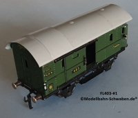 Fleischmann 403 Spur 0, Packwagen m. Schwenk- und Schiebetüren
