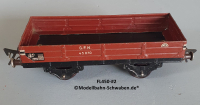 Fleischmann 450 Spur 0, Niederbordrwagen, rotbraun, Metall,
