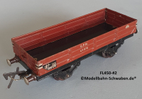 Fleischmann 450 Spur 0, Niederbordrwagen, rotbraun, Metall,