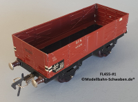 Fleischmann 455 Spur 0, Hochbordwagen, rotbraun, 2-achs, Metall