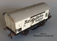 Fleischmann 481-#1 Spur 0, Kühl- / Bierwagen Reichelbräu Kulmbach, Metall, weiss