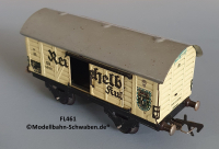 Fleischmann 461 Spur 0, Kühl- / Bierwagen Reichelbräu Kulmbach, Metall, beige