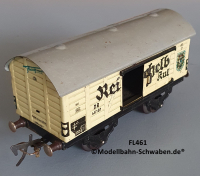 Fleischmann 461 Spur 0, Kühl- / Bierwagen Reichelbräu Kulmbach, Metall, beige