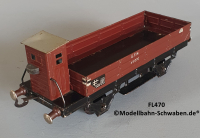 Fleischmann 470 Spur 0, Niederbordwagen m. BrH., rotbraun, Metall,