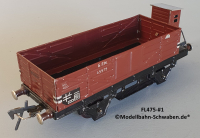 Fleischmann 475 Spur 0, Hochbordwagen m.BrH., rotbraun, 2-achs, Metall