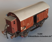 Fleischmann 480 Spur 0, Gedeckter Güterwagen m.BrH, rotbraun, 2 Schiebetüren, Metall