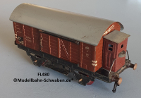 Fleischmann 480 Spur 0, Gedeckter Güterwagen m.BrH, rotbraun, 2 Schiebetüren, Metall