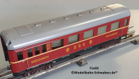 Fleischmann 411J Spur 0, Speisewagen 4-achsig, DSG, rot, Innenbeleuchtung