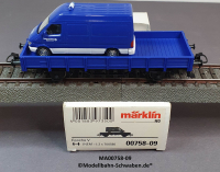 Märklin 00758-09 H0 Flachwagen THW bel. m. MB Sprinter, DB, OVP