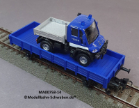 Märklin 00758-14 H0 Flachwagen THW bel. m. MB Unimog, DB, OVP